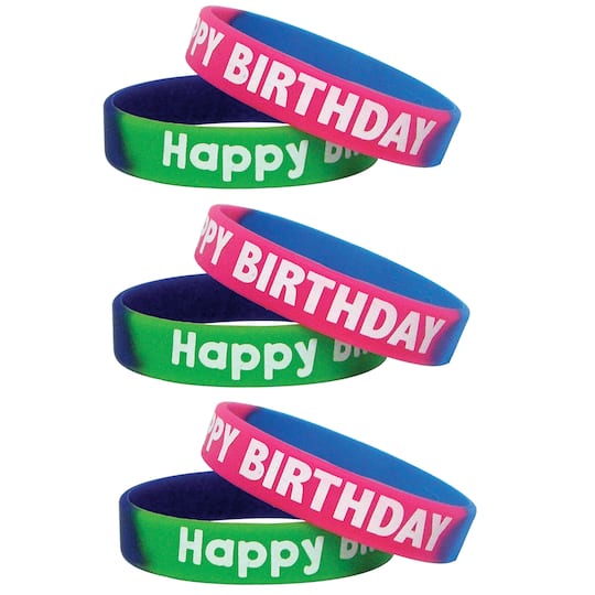 Teacher Created Resources Fancy Happy Birthday 2-Toned Wristband, 3 Packs of 10